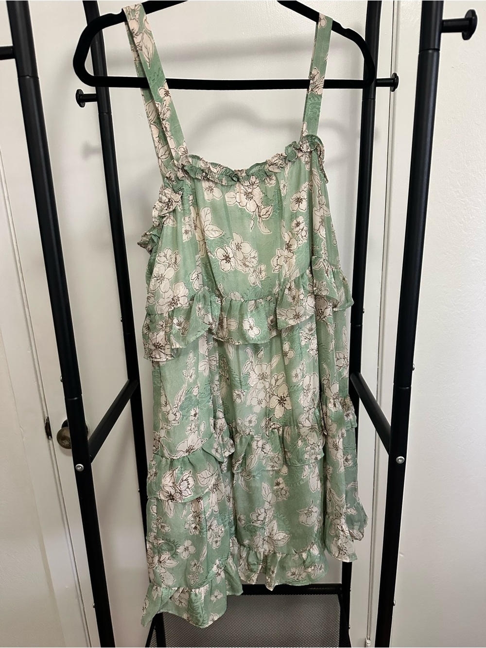 Hailey & Co Sage Green Floral Ruffle Dress Medium